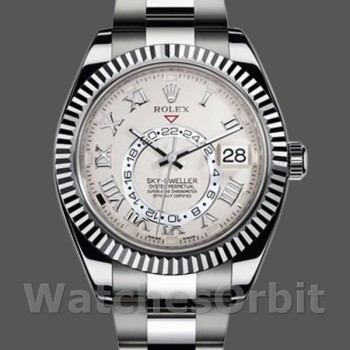 Replique Hommes Rolex Sky-Dweller 42mm Hommes-326939-Fluted Bezel-Ivory Dial Ivory<br />