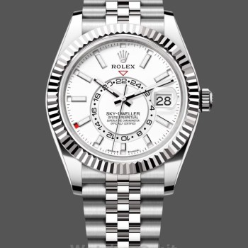 Replique Hommes Rolex Sky Dweller 42mm Cadran Blanc Lunette Cannelée M336934 0004 Hommes Cadran Blanc