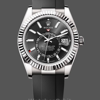 Replique Hommes Rolex Sky-Dweller 42-M336239 0002, Or blanc, Cadran noir, Hommes Cadran noir