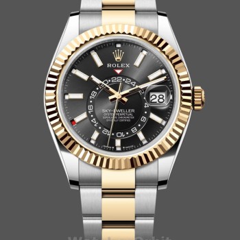 Replique Hommes Rolex Sky Dweller 42mm Yellow Rolesor Black Dial Oyster M336933 0003 Hommes Black Dial