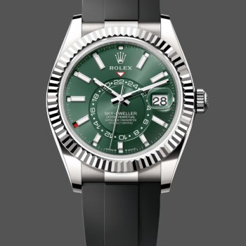 Replique Hommes Rolex Sky Dweller 42mm Black Dial Rubber Strap M336239 0002 Hommes Green Dial