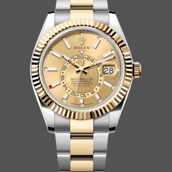 Replique Hommes - Rolex Sky-Dweller-336933 0001, 42mm, or jaune, cadran champagne Cadran champagne