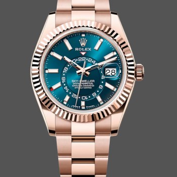 Replique Hommes Rolex Sky-Dweller-m336935 0001, 42mm, or Everose 18K, bleu-vert