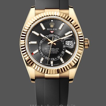 Replique Hommes Rolex Sky-Dweller-m336238 0002, 42mm, or jaune, cadran noir, Hommes Black