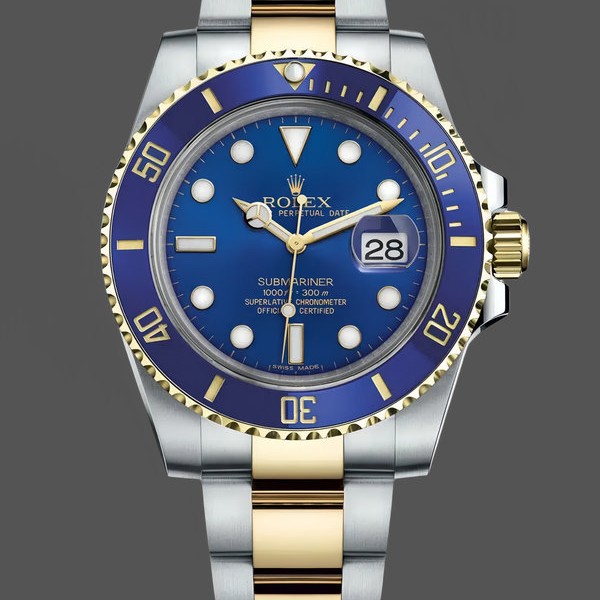 Replique Hommes Rolex Submariner Date 40mm Hommes-116613LB-Two Tone-Blue Dial Bleu