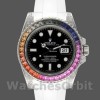 Replique Hommes Rolex Submariner 40mm Hommes-116610-Cadran noir-Bracelet caoutchouc blanc Noir