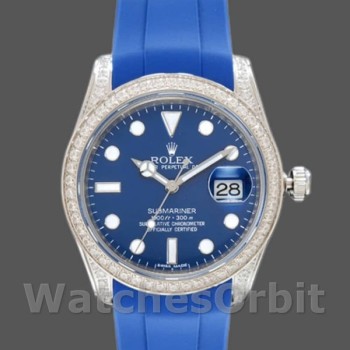 Replique Hommes Rolex Submariner 40mm Hommes-116610-Cadran bleu-Bracelet caoutchouc bleu
