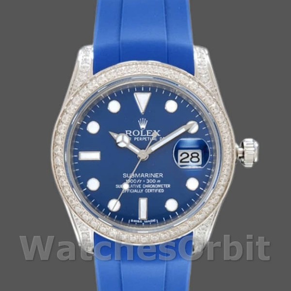 Replique Hommes Rolex Submariner 40mm Hommes-116610-Cadran bleu-Bracelet caoutchouc bleu
