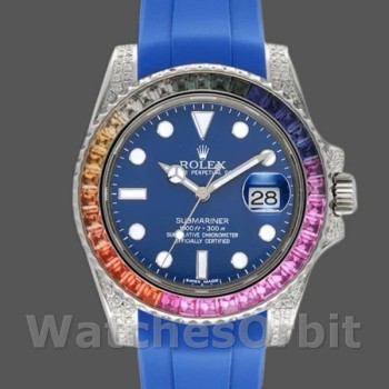Replique Hommes Rolex Submariner 40mm Hommes-116610-Cadran bleu-Bracelet caoutchouc bleu
