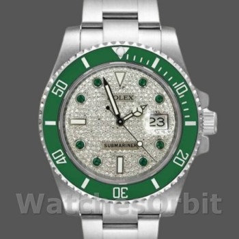Replique Hommes Rolex Submariner 40mm Hommes-116610-Diamond Paved Dial-Automatic Diamond Paved