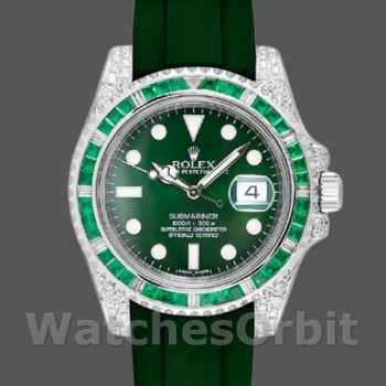 Replique Hommes Rolex Submariner 40mm Hommes-116610-Cadran vert-Bracelet caoutchouc vert