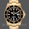 Replique Hommes Rolex Submariner 40mm Hommes-116618-Yellow Gold-Black Dial Black