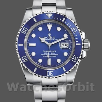 Replique Hommes Rolex Submariner 40mm Hommes-116619LB-White Gold-Blue Dial Blue