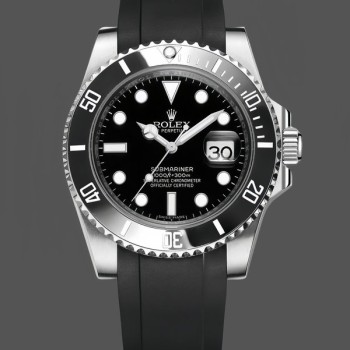 Replique Hommes Rolex Submariner 41mm Hommes-126610LN-Bracelet caoutchouc noir-cadran noir Noir