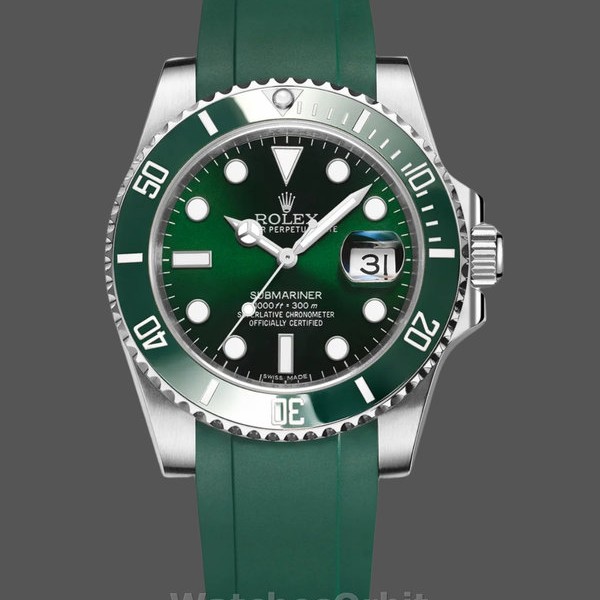 Replique Hommes Rolex Submariner 41mm Men's-126610LV-Green Rubber Strap-Black Dial Black