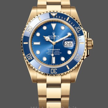 Replique Hommes Rolex Submariner 41mm Men's-126618LB-Yellow Gold-Blue Dial Blue