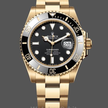 Replique Hommes Rolex Submariner 41mm Hommes-126618LN-Yellow Gold-Black Dial Black