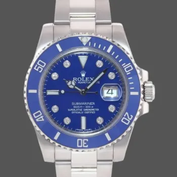 Replique Hommes Rolex Submariner 40mm Hommes-16610-Acier Inoxydable-Cervelure Bleue-Diamant Cadran Bleu
