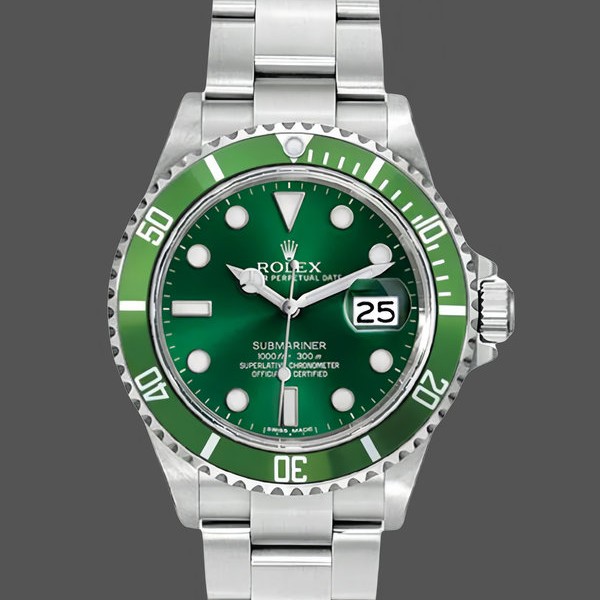 Replique Hommes Rolex Submariner 40mm Hommes-16610-Acier inoxydable-Diagramme Vert Vert
