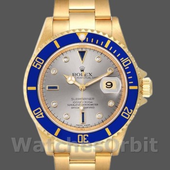 Replique Hommes Rolex Submariner 40mm Hommes-16618-Serti Dial-Blue Bezel Serti
