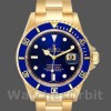 Replique Hommes Rolex Submariner 40mm Hommes-16618-Yellow Gold-Blue Dial Blue