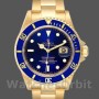 Replique Hommes Rolex Submariner 40mm Hommes-16618-Yellow Gold-Blue Dial Blue