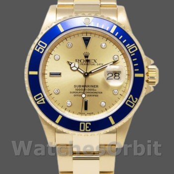 Replique Hommes Rolex Submariner 40mm Hommes-16618-Yellow Gold-Champagne Dial Champagne