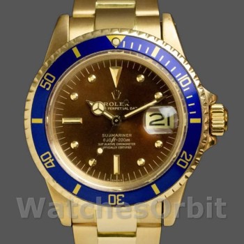 Replique Hommes Rolex Submariner 40mm Hommes-1680/8-Tropical Dial-Yellow Gold Tropical<br />