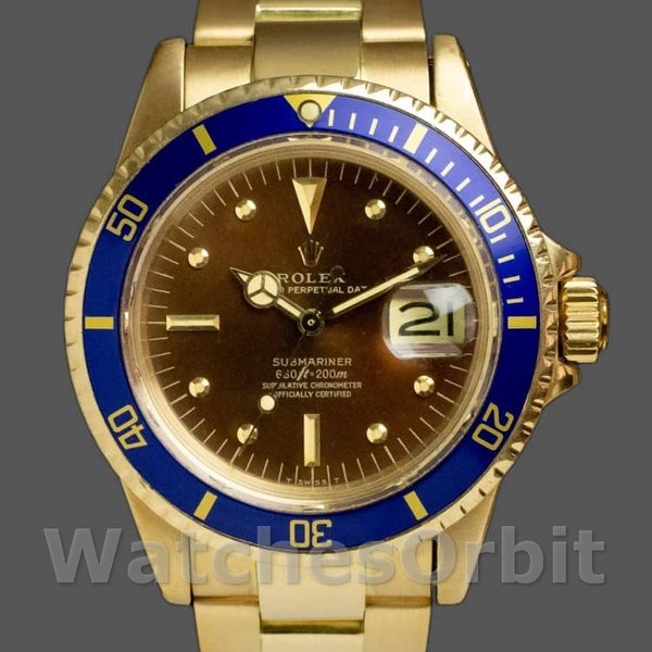 Replique Hommes Rolex Submariner 40mm Hommes-1680/8-Tropical Dial-Yellow Gold Tropical<br />