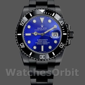 Replique Hommes Rolex Submariner Date 40mm Hommes-116610LN-Cadran bleu-Acier inoxydable PVD/DLC noir Bleu