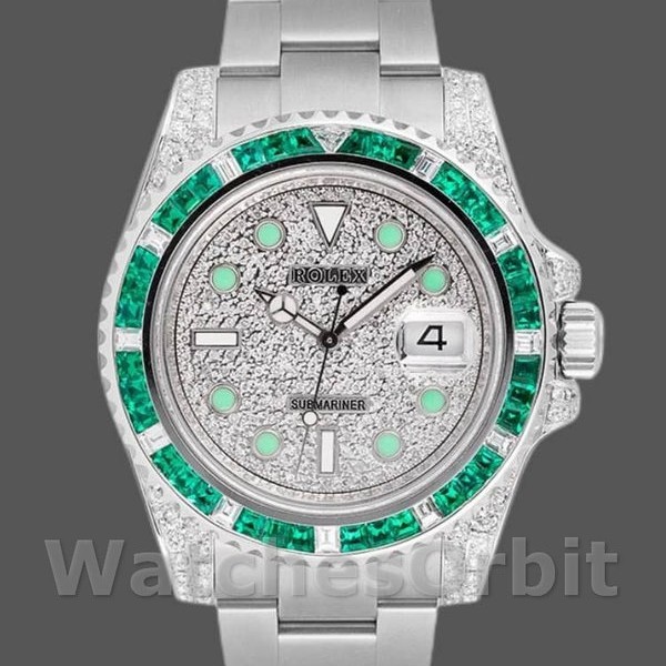 Replique Hommes Rolex Submariner Date 40mm Hommes-116610LN-Custom Diamond-Stainless Steel Diamond Paved