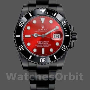 Replique Hommes Rolex Submariner Date 40mm Hommes-116610LN-Cadran rouge-Acier inoxydable PVD/DLC noir Rouge