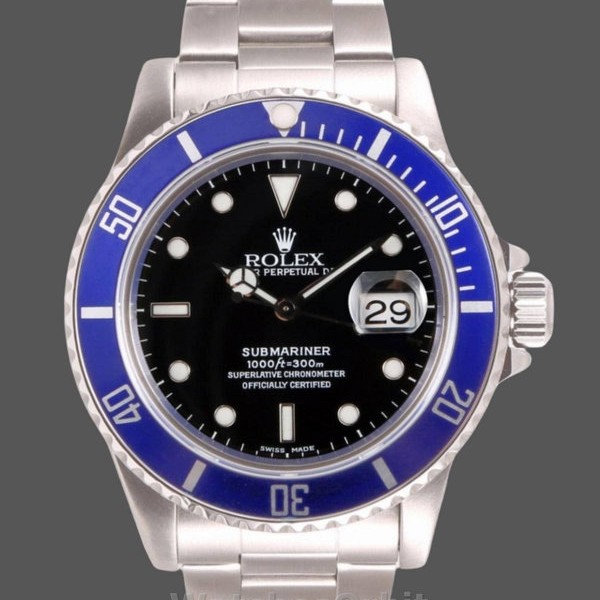 Replique Hommes Rolex Submariner 40mm Hommes-16610-Céramique bleue-Cadran noir Noir