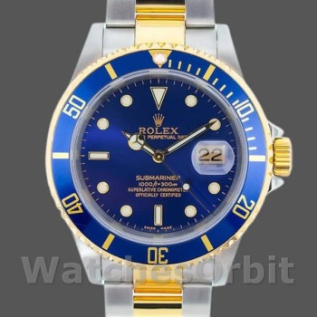 Replique Hommes Rolex Submariner Date 40mm Hommes-16613-Blue Dial Blue