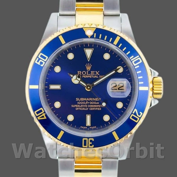 Replique Hommes Rolex Submariner Date 40mm Hommes-16613-Blue Dial Blue