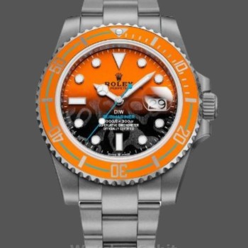 Replique Hommes - Rolex Submariner DIW Persimmon Orange avec cadran en céramique noire et lunette orange Orange / Black