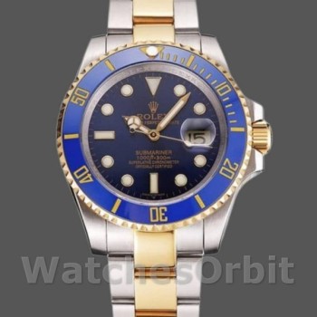 Replique Hommes Rolex Submariner 41mm Hommes-PR16233B-Two Tone-Blue Dial Bleu<br />
