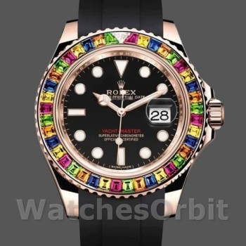 Replique Hommes - Rolex Yacht-Master 116695-40mm, cadran noir, bracelet caoutchouc noir, Hommes - Noir