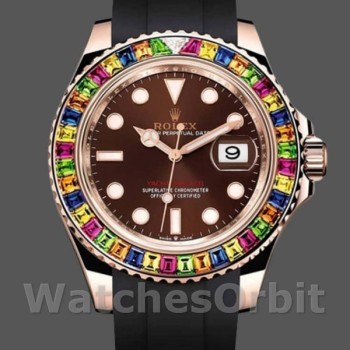 Replique Hommes - Rolex Yacht-Master-116695, 40mm, bracelet caoutchouc noir, cadran marron, Hommes Marron