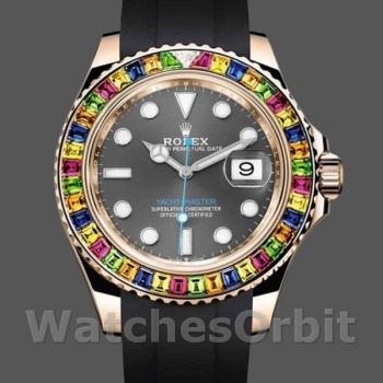 Replique Hommes - Rolex Yacht-Master-116695, 40mm, bracelet caoutchouc noir, cadran gris, Hommes Gris