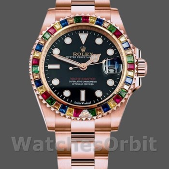 Replique Hommes - Rolex Yacht-Master-116695, 40mm, or Everose, cadran noir, Noir Hommes