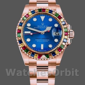 Replique Hommes - Rolex Yacht-Master 116695-40mm, Everose Gold, Cadran bleu, Bleu Homme