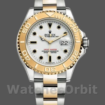 Replique Hommes Rolex Yacht-Master 40mm Hommes-16623-Gold Bezel White
