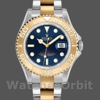 Replique Rolex Yacht-Master 35mm Unisexe-168623-Acier et or-cadran bleu unisexe