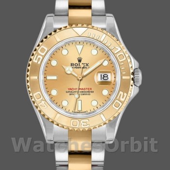 Replique Rolex Yacht-Master 35mm Unisex-168623-acier et or jaune-cadran champagne Champagne