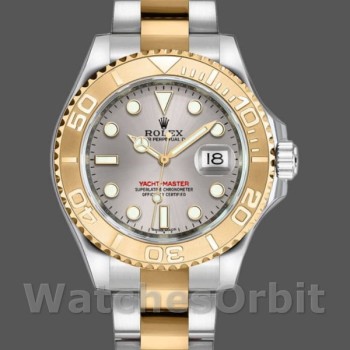 Replique Rolex Yacht-Master 35mm Unisex-168623-acier et or jaune-cadran platine Platine<br />