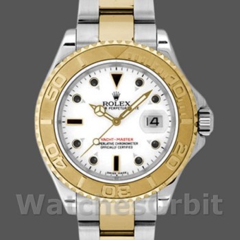 Replique Rolex Yacht-Master 35mm Unisex-168623-acier et or jaune-cadran blanc Blanc