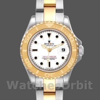 Replique Rolex Yacht-Master 29mm Femme-169623-acier et or jaune-cadran blanc Blanc