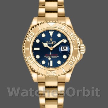 Replique Rolex Yacht-Master 29mm Femmes-169628-Or jaune-Cadran bleu Bleu