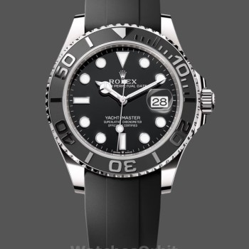 Replique Hommes Rolex Yacht-Master 42mm Hommes-226659-White Gold-Black Dial Black